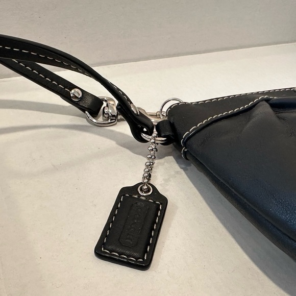 Coach Black Leather Wristlet with Pleated Detail - Picture 6 of 9